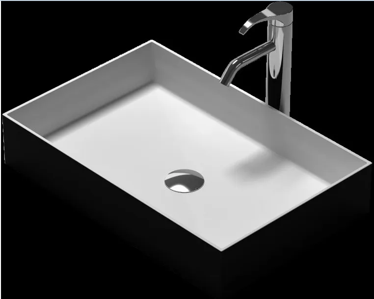 Rectangular Solid Surface Stone CounterTop Vessel Sink Fashionabley Washbasin RS38337