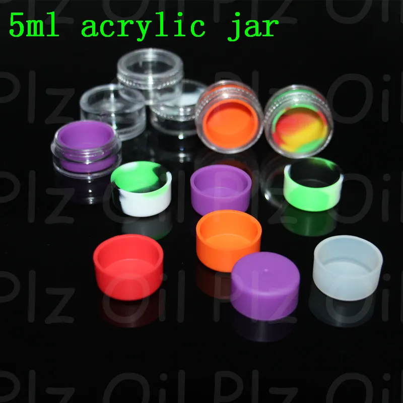 dozen Groothandel 5 ml Acrylolie Containers Nitaanval DAB BHO Hash Oil Container Droge kruidenopslagpotten