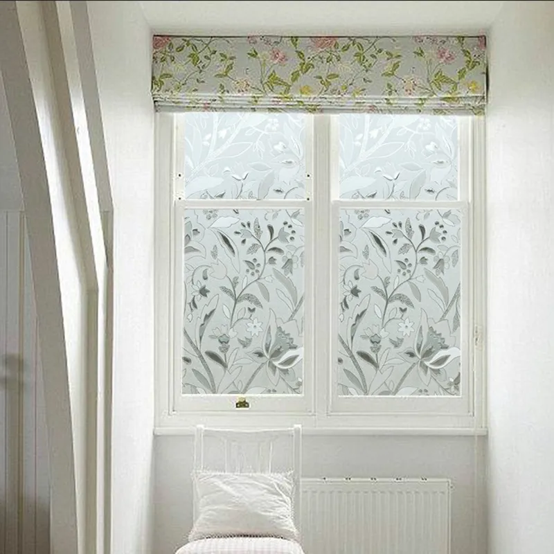 Nuovo 45 * 100 cm UV Proof Static Cling Frosted Stained Flower Glass Window Film Sticker Privacy Home Decor