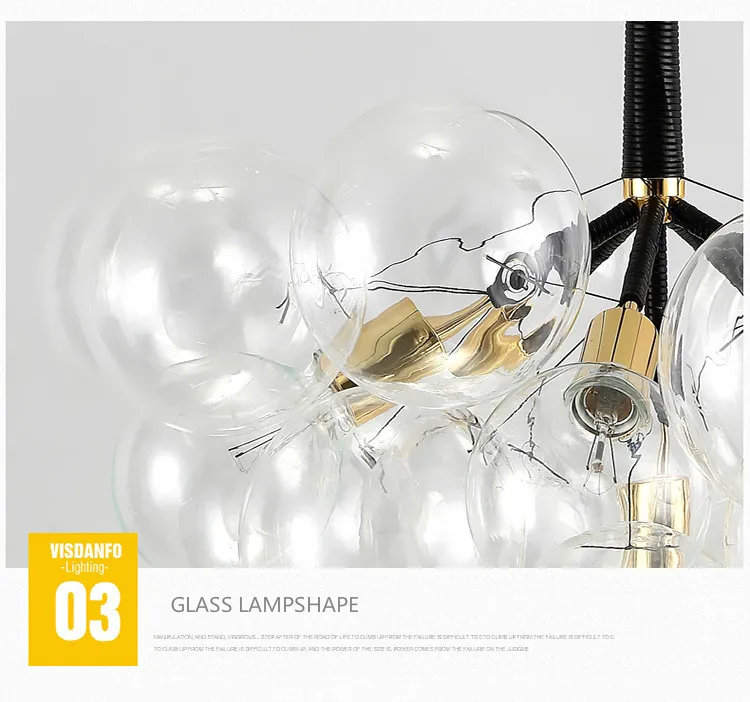 Modern Bubble Glass Pendant Lights Fixture Hem Deco Glas Boll Hänge Lampa DIY E27 Suspension Clear Glass Hängande lampa