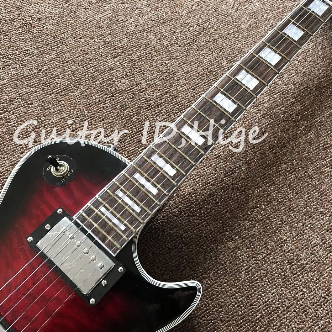 NEW Arrival Custom Electric Guitar with CHROME Hardware, Vintage red burst Quilted Maple Top, hot selling high quality guitarra