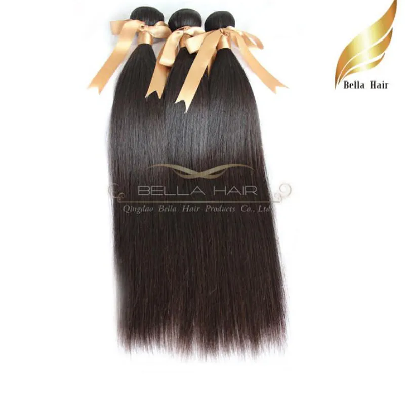 100% Brazilian Virgin Hair Extensions Hair Bundles Straight Hair Weaves 3pcs/lot Double Weft Natural color Bellahair