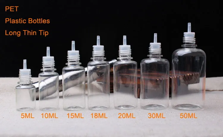 Best Sell E Liquid PET Empty Bottles 5ml 10ml 15ml 20ml 30ml 50ml With Long Thin Tip Dropper And Childproof Cap E juice plastic Ecig Bottle