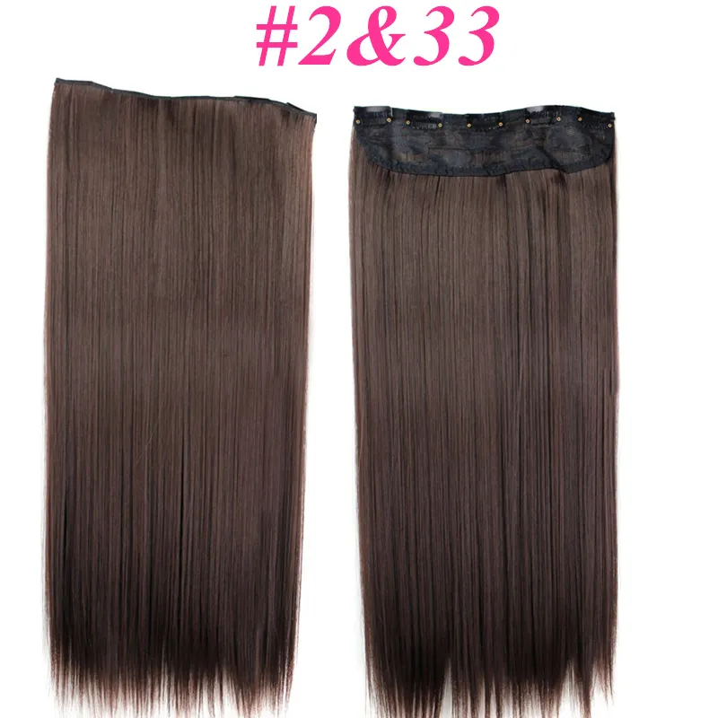 Clip en extensión de cabello Coletas sintéticas Piezas de cabello liso 5clips 60 CM 120 g clip en extensiones de cabello más colores 2322776