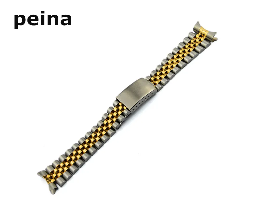 13mm 17mm 20mm de ouro prato de ouro rosa aço inoxidável Salão de faixas de faixa Curved End Watch Band para Watch5266777