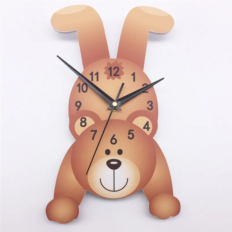 Арабские цифры европейский стиль милый мультфильм медведь деревенский стиль эко-ПВХ настенные часы декор для детской комнаты
