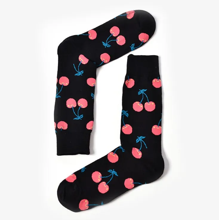 Nuevo diseño de calcetines de algodón jacquard con frutas, calcetines bonitos a la moda para mujer, calcetines con diseño de piña, cereza, limón, calcetines encantadores novedosos 9883829