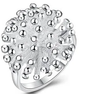 The Fireworks Ring For Women Silver Color Fashion Korean Style Ball Jewelry Girl Gift Party Mix Sizes