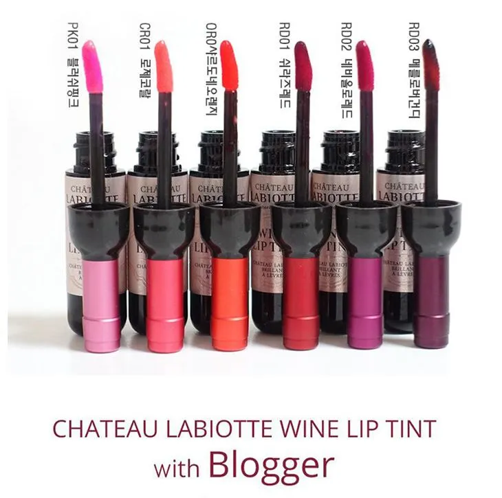 Labiotte Wine Fles Lip Gloss Chateau Labiotte Wine Lip Tint met blogger 6 kleuren voor optie DHL gratis