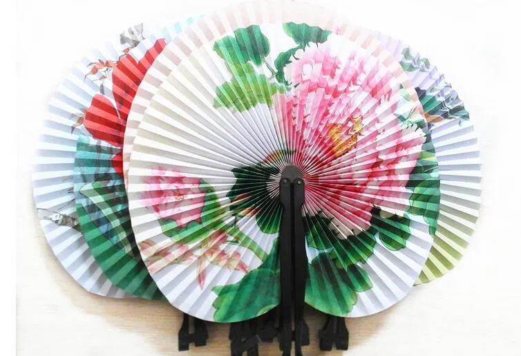 Vintage Bloem Afdrukken Papier Ventilator Bruiloft Decoratie Party Gunsten Chinese Hand Vouwende Fan Fancy Vrouwen Meisjes Dansende Fan