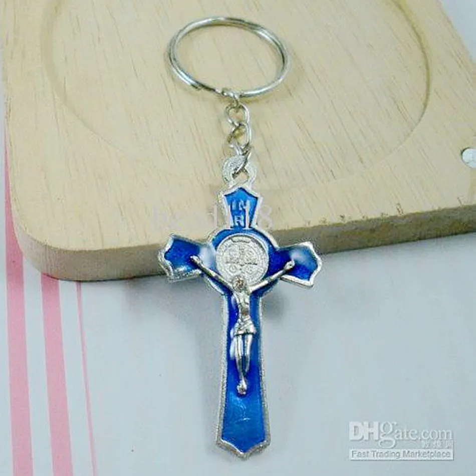 MIC Niebieski kolor emalia Jezus Chrystus Cross Charm Chair Brey Pierścień DIY Jewelry3929529