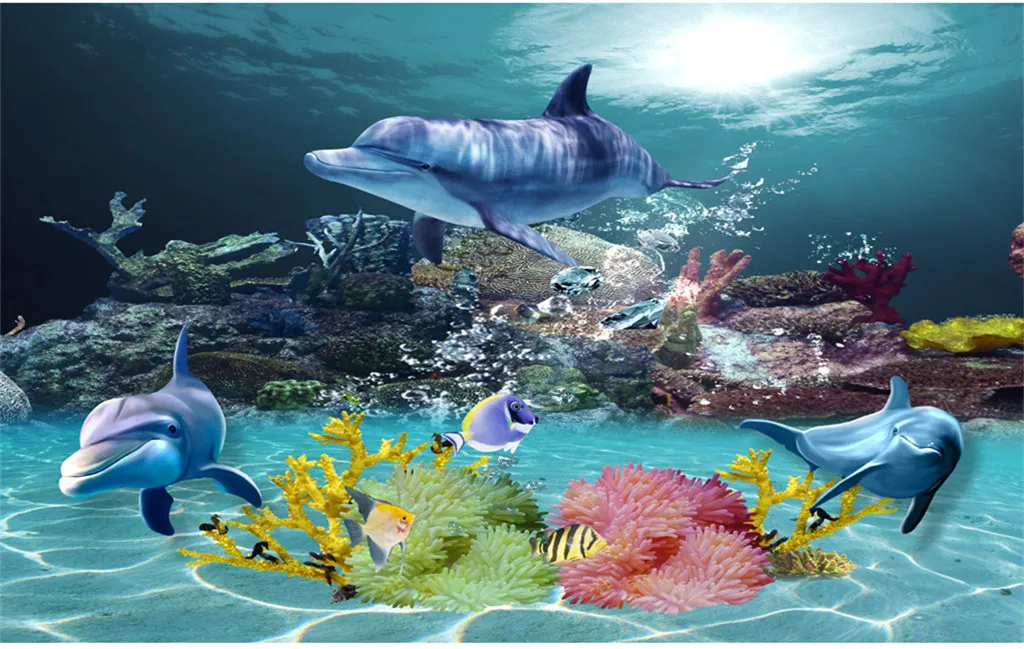 Custom 3D Wallpaper Underwater world Po wallpaper Ocean Wall Murals Kids Bedroom Livingroom Nursery Shop Wedding House Room dec2693159