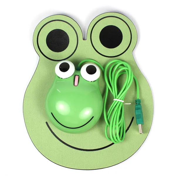 catoon Niedliche optische USB-Maus in Froschform mit Frosch-Mauspad für PC/Laptops, hübsches Froschkönig-Mauspad als Geschenk für Zuhause und Büro