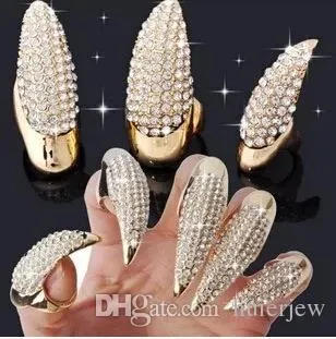 Ringar Crystal Finger Ring Pretty Punk Style Claw Paw Talon Finger Thumb Rings Guld och Svart Färg 3 Storlekar Tillgängliga Punkringar