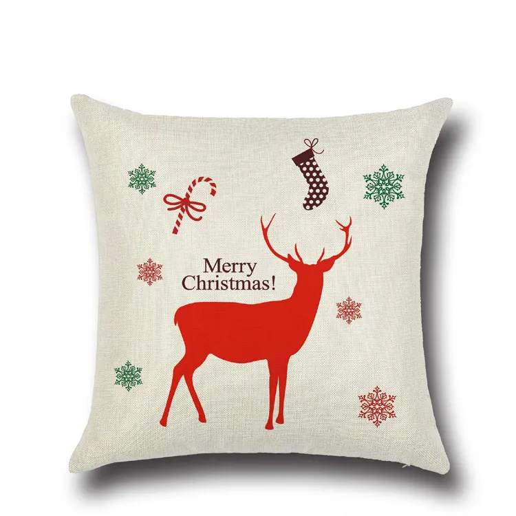 Christmas Reindeer Pillow Case XMAS Theme Deer Printing Pillow Cover Home Sofa Chair Linen Home Textiles Cushion Cover Merry Christmas Gift