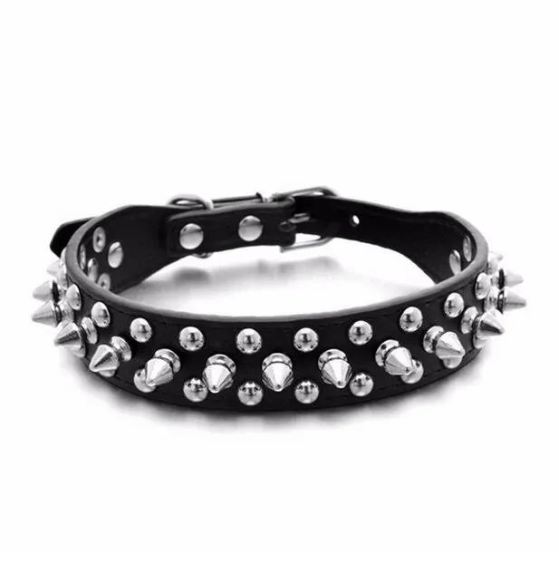 Pet Puppy Dog Collar Justerbara PU Läder Punk Rivet Spiked Studded Pet Collar Neck Straps G986