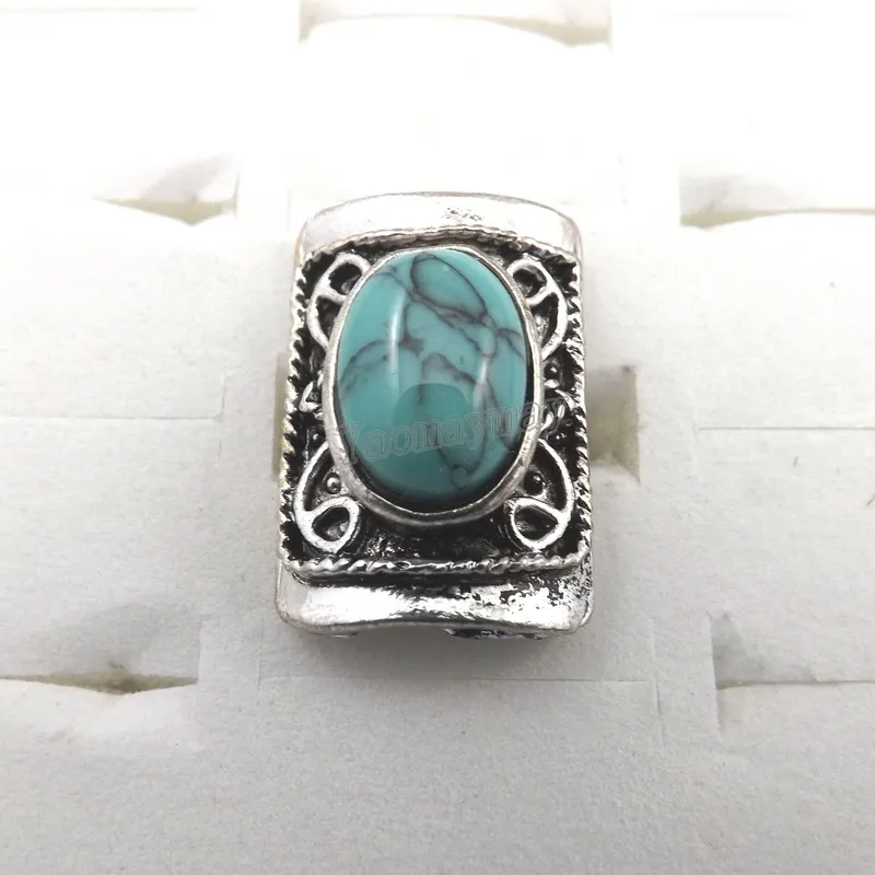 Brand New Vintage Turquoise Stone Rings Mixed Design Adjustable Antique Tibetan Silver Rings Wholesale