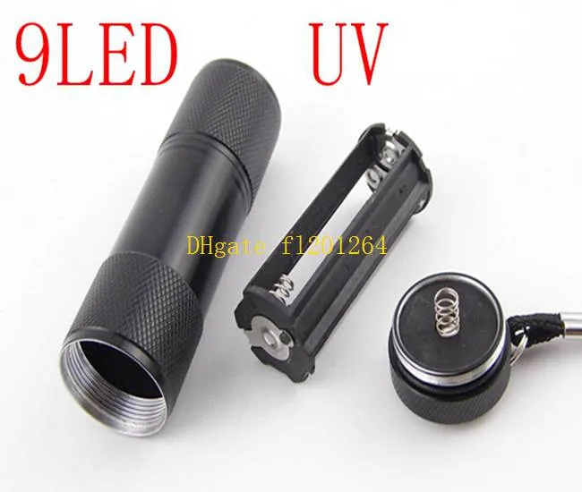 Mini Portable 9 LED UV Ultra Violet Flashlight Torch Light Lamp Black color,