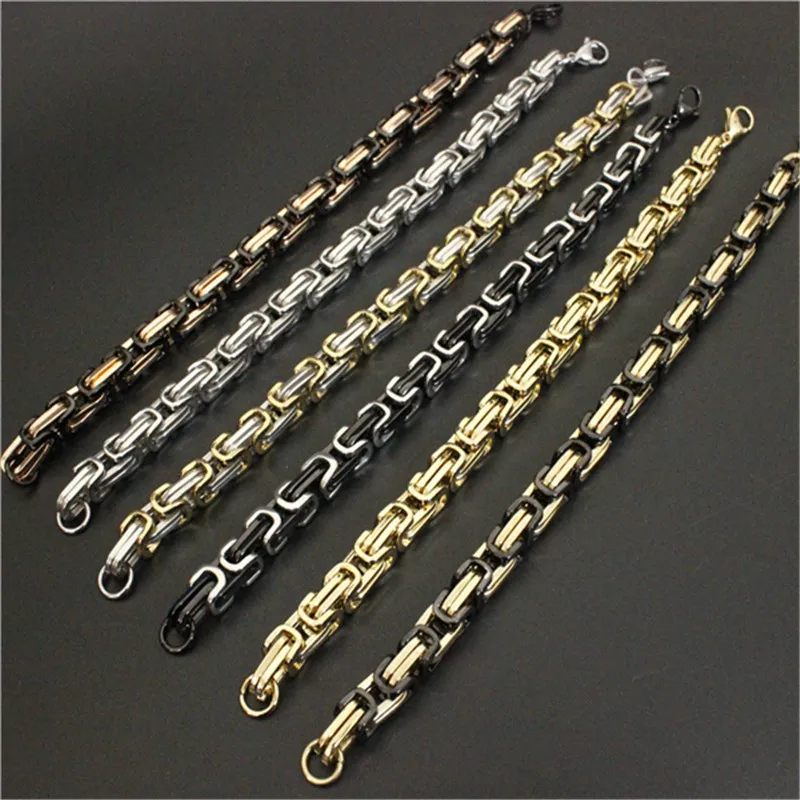 Braccialetto di gioielli di moda in acciaio inossidabile 316L da 8 mm da 8,5 pollici con lucidatura placcata in oro per motocicli