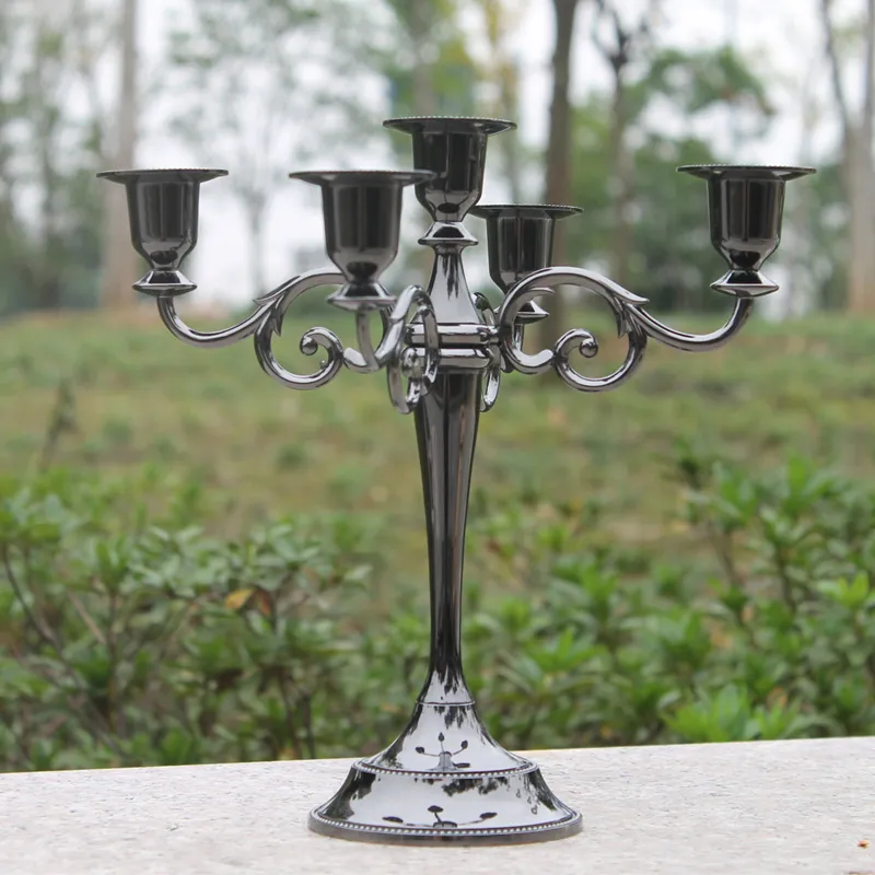Black Metal Orthodox Cemetery Candle Holders 5 Arms Candle Stand 27cm