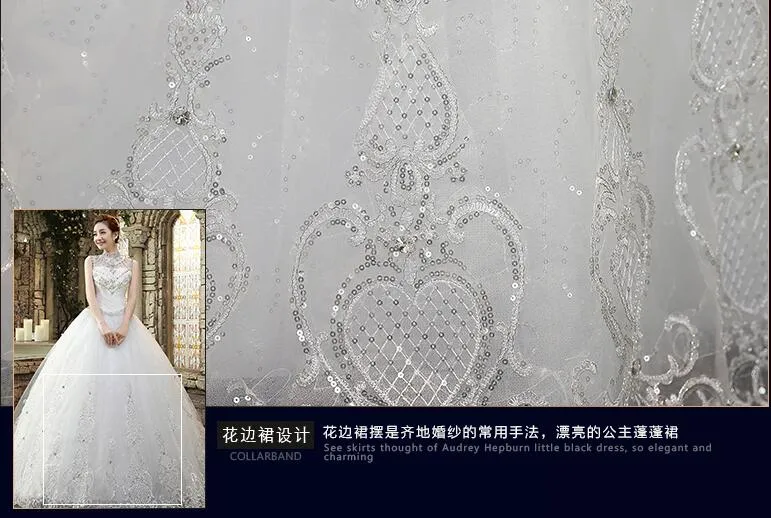 Crystal Sheer Beaded High Neck Wedding Dress Ballgown Style Sleeveless ...