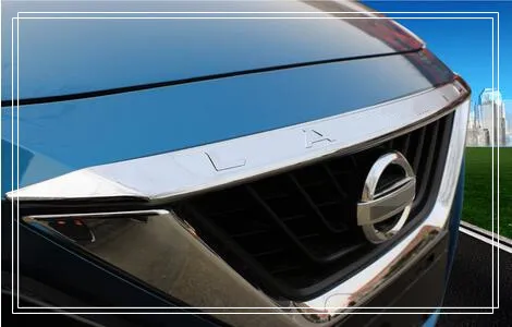 Högkvalitativ ABS Chrome Grill Up Dekoration Trim, Dekoration Steamer med logotyp för Nissan Lannia / Bluebird 2016