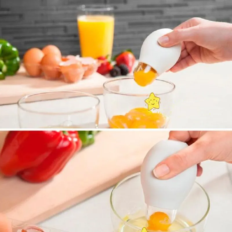 Silikonowe jaja Biały Separator Yolk Divider Divider Home Kitchen Tool E00050 Bar