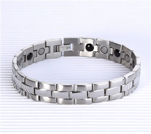 316L stainless steel men's health magnetic energy link chain bracelets 4 in 1 inlay factory wholesale