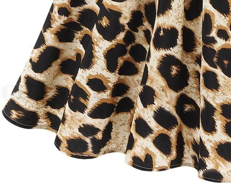 Großhandels-Neuer heißer Verkauf reizvolle beiläufige Frauen-Kleid-Leopard-Druck-ärmellose Rüschen Vestidos femininos Kleider-Mädchen-Sommerkleid-Frauen-Kleidung