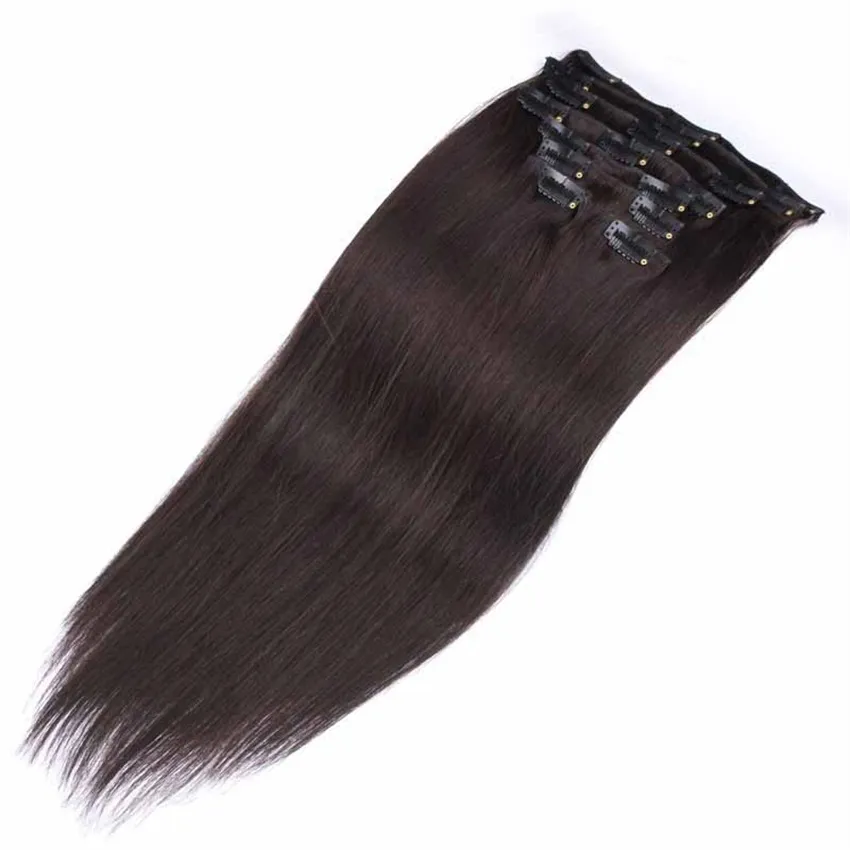 Clip di tessuto brasiliano capelli umani di nuovo arrivo nelle estensioni dei capelli umani Clip di capelli vergini brasiliani su pacchi umani 7810pset6637152