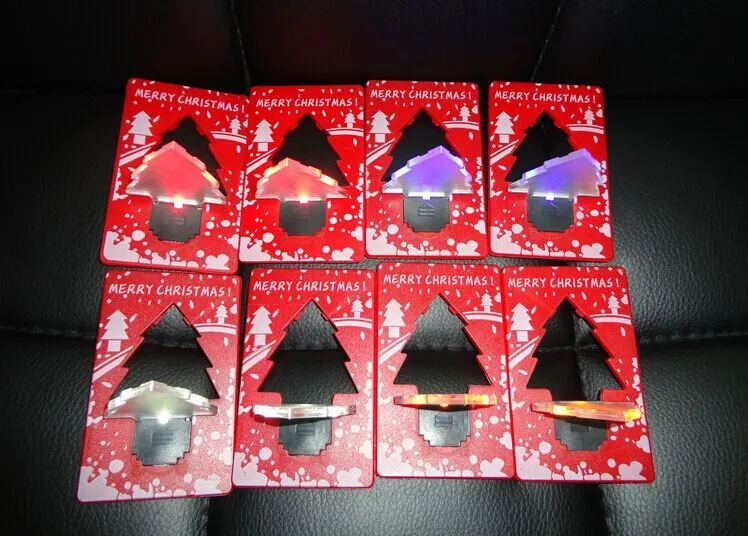 LED albero di Natale tasca pieghevole portatile carta di credito luce notturna lampada da tavolo regali di Natale ornamento ornamento portafogli luce novità luce
