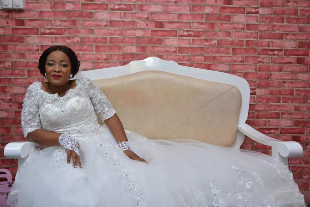 Lace Plus Size Nigeria Wedding Dresses Sheer Half Long Sleeve A Line Bridal Gowns South African Wedding Dresses Custom Made