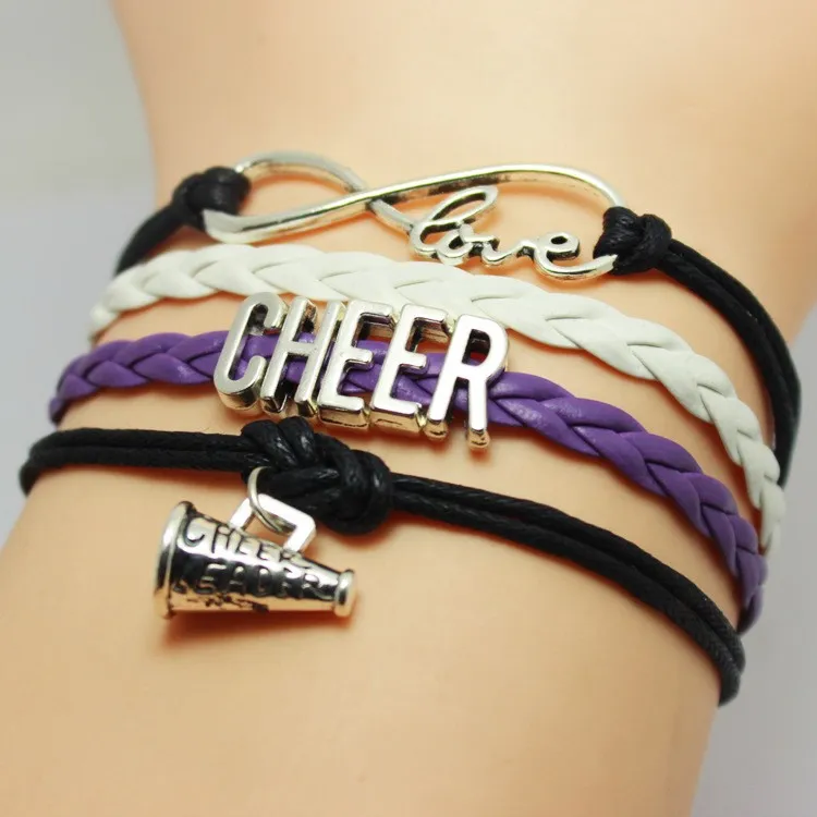 Infinity Love Cheer Speaker Football Team Bracelet Customize  Sport wristband friendship Bracelets