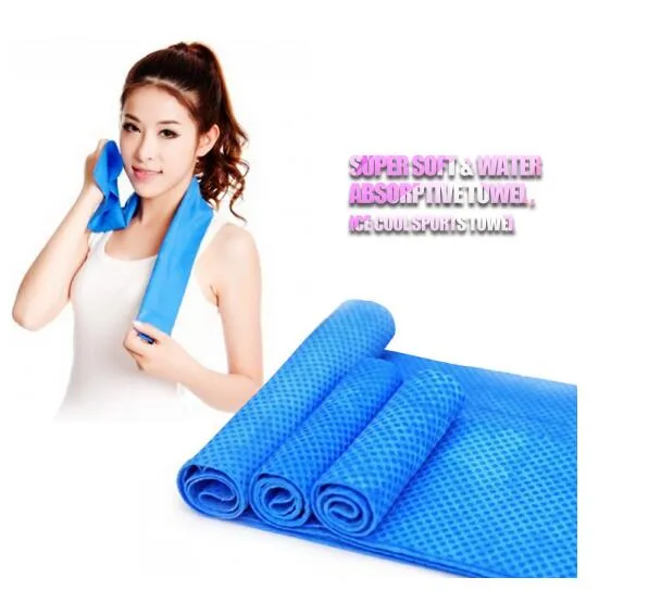 Newest Creative Cold Towel Exercise Sweat Summer Ice Towel 80*16cm Sports Ice Cool Towel PVA Hypothermia Cooling Towel 250pcs