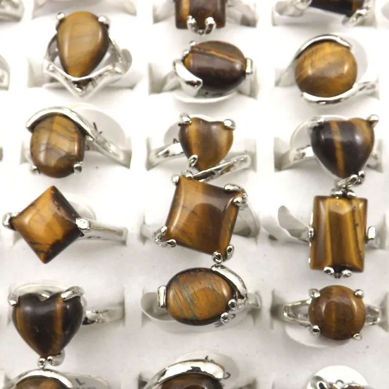 Natural Tiger's Eye Stone Ring Real Gemstone Women's Rings For Promotion Gift Wholesale 