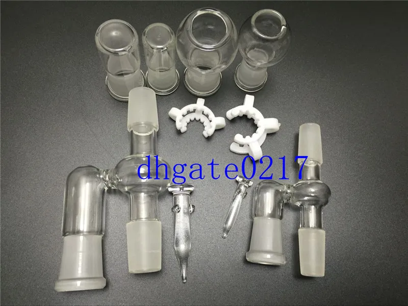 glass bong hookah accessories 14mm 18mm Oil Reclaimer Glass Adapter for Glass Bongs Water Pipe Comes with 90 degree bent joint