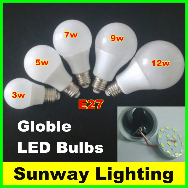 Vente au détail Dimmable A60 A19 SMD2835 B22 E27 Ampoules LED 3w 5w 7W 9W 12W A60 A19 LED Globe Lights Lampes AC85-265V