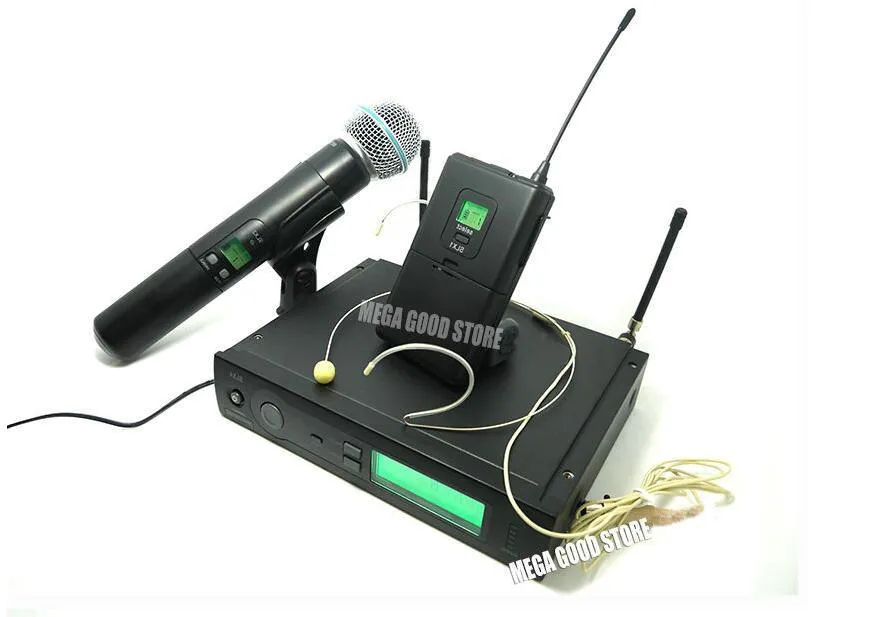 Dubbel trådlöst mikrofonsystem SLX24 SLX14 BETA58 UHF -kanaler Frekvenser Sladdlösa mikrofoner BodyPack Handheld Transmitte 1563543