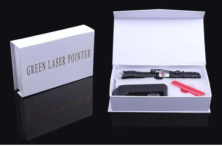 2in1 009 10miles 10 Miles 532nm Green Laser Pointer Strong Pen high power powerful 8000M pointer w/Pen Clip w/ Retail Box Battery Charger