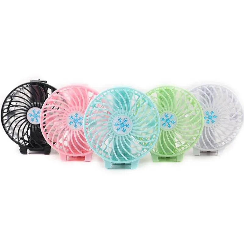 Handle Usb Fan Foldable Handle Mini Charging Electric Fans Snowflake Handheld Portable For Home Office Gifts RETAIL BOX 6 Colors