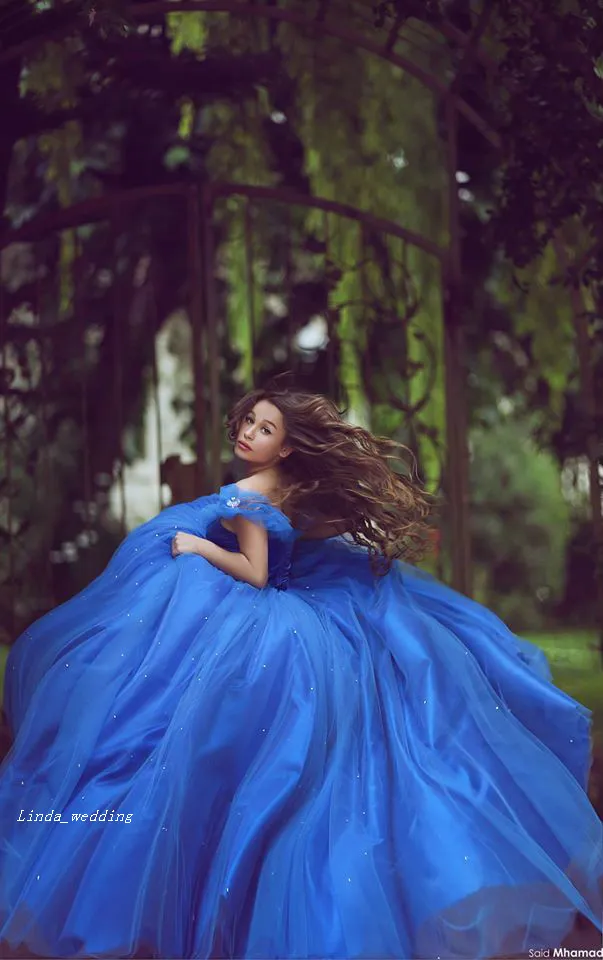 Robes de quinceanera bleu royal Sweet 16 robes de fête longues robes de bal plus vestiges de taille plus de taille de 15 anos 291