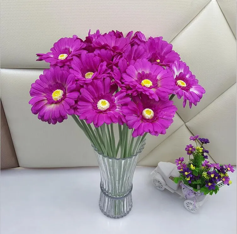 Künstliche Blumen, Seidenblumen, künstliche Gerberas, Blumen für Heimdekoration, Hochzeitssträuße ohne Vase HJIA414