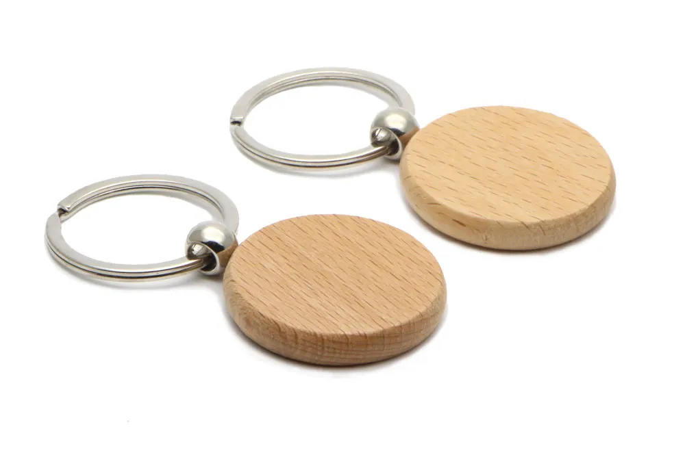 Blank Wooden Key Chain Circle 1.25 '' 'nyckelringar Gratis frakt