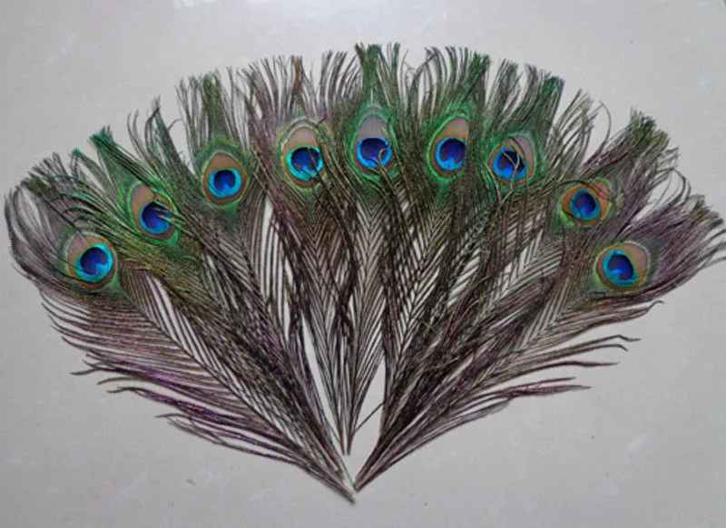 100 Pcs Top quality 25-30 CM Orange peacock feathers for Crafts party  decoration