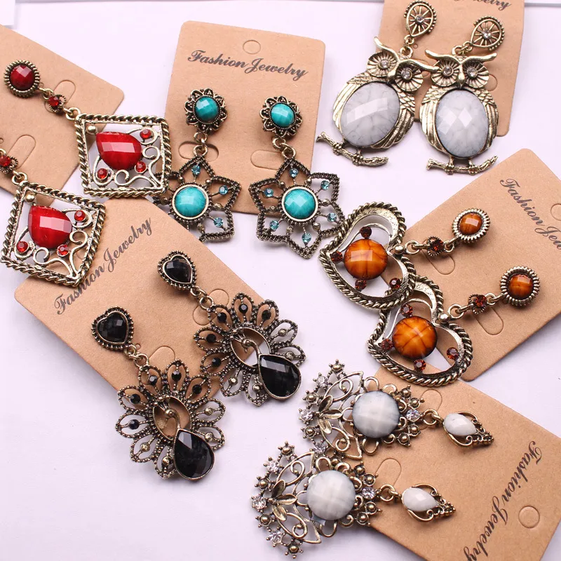 Vintage bohemien etnische stijl lange kwasten oorbellen voor vrouwen dames dangle kroonluchter oorbellen mode-sieraden willekeurige gemengde stijlen