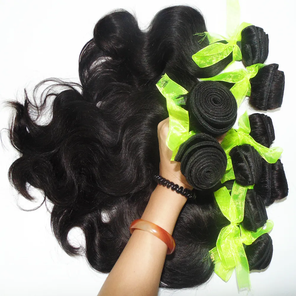 Lovely Weave Body Wave Indian Temple Human Hair / Billigaste Pris Naturlig Mörk Färg