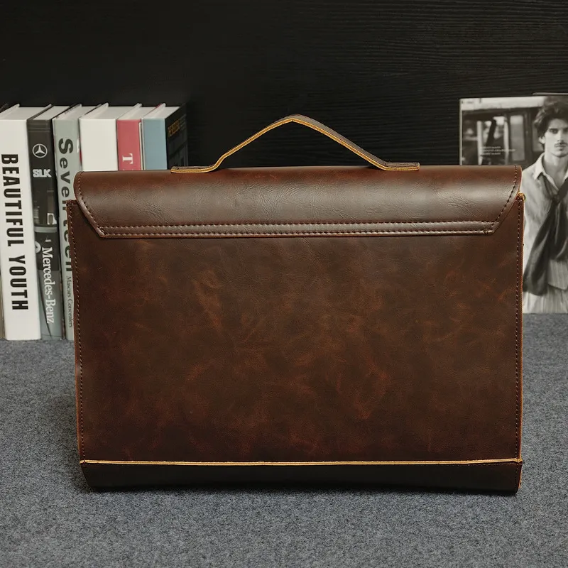 2016 Marca Designer Mens Saco de Couro Genuíno Do Vintage Tote Bags Messenger Bag para homens Bolsa Para Laptop Pastas Homens Bolsa de Ombro de Negócios s