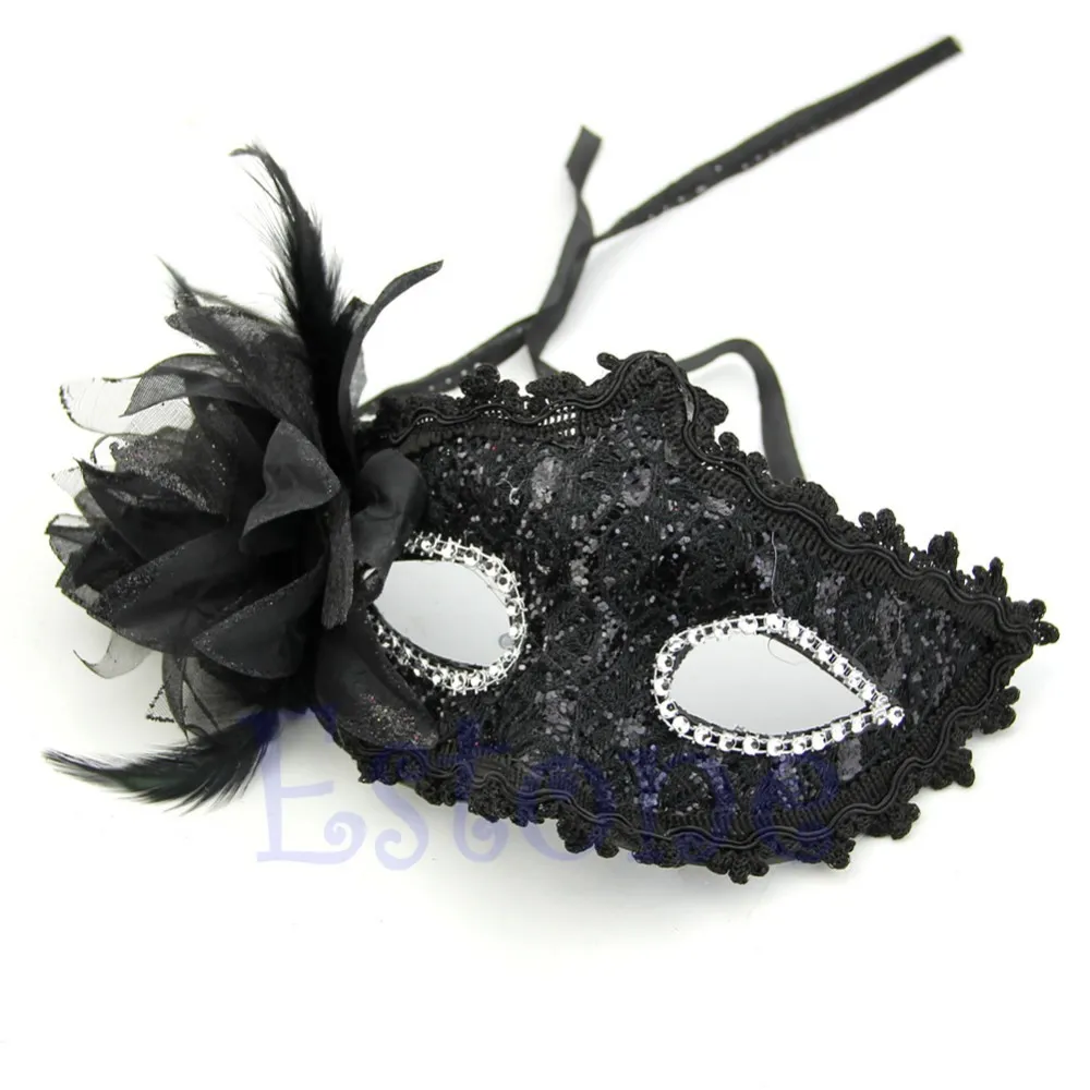 Novidade sexy renda veneziana baile de penas máscara de baile paillette flor festa máscaras para os olhos