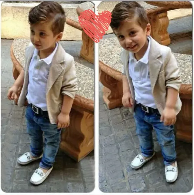 Baby Boy Garnitury Odzieżowe + Koszula + Dżinsy 3 Sztuk Dżentelmen Outfit Dzieci Przyczynowe Zestawy Wypoczynek Dzieci Bawełniane Ubrania Baby Ubrania Zestawy Topy + Spodnie 0-8y CQZ051