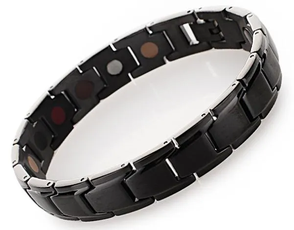 Nieuwe aankomst mode roestvrij staal magnetische energie gezondheidszorg link ketting armbanden met germanium infraroodstraal anion voordelen zilver goud zwarte kleur